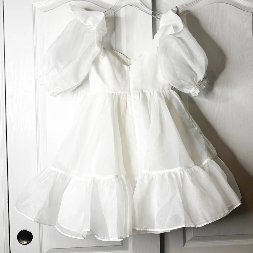 Selkie Ivory Bebe Bloom Dress Size XS NWT Puff Sleeve Organza Mini Bridal - Picture 8 of 16